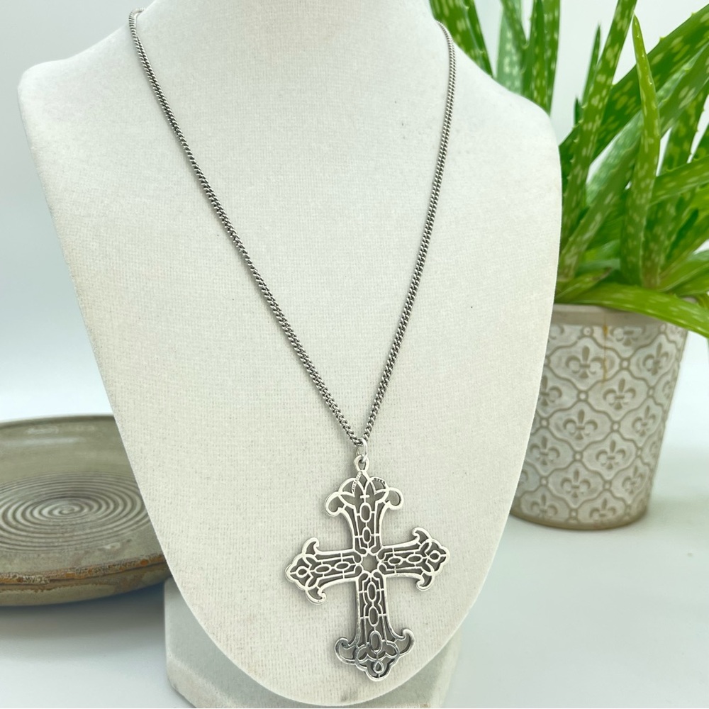 Retired James Avery Silver Cross ‘Hayden’ Pendant Necklace on JA Sterling Chain